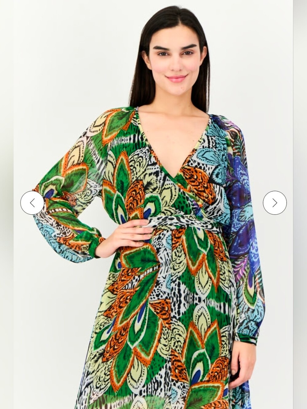 Bandolino Brand Women Allover Print Belted Maxi Dress, Multicolor Size L - Picture 5 of 6